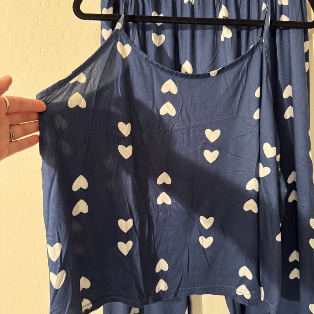 Heart Print Pajama Pants | Navy Lounge Sleepwear | Size 1XL - Picture 3 of 4